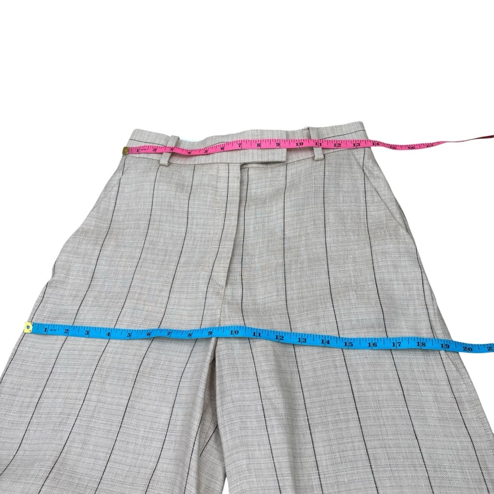 & Other Stories Wide Linen-Blend Trousers Pinstripe Tan US 4 NWT High Waist - Picture 4 of 15